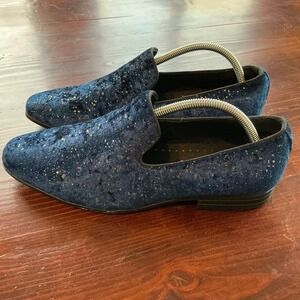 Stacy Adams Slip On Dress Shoes Men 10M Blue Glitter Stellar Plain Toe 25534-410